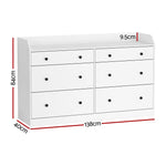Artiss 6 Chest of Drawers - PETE White - Furniture > Bedroom