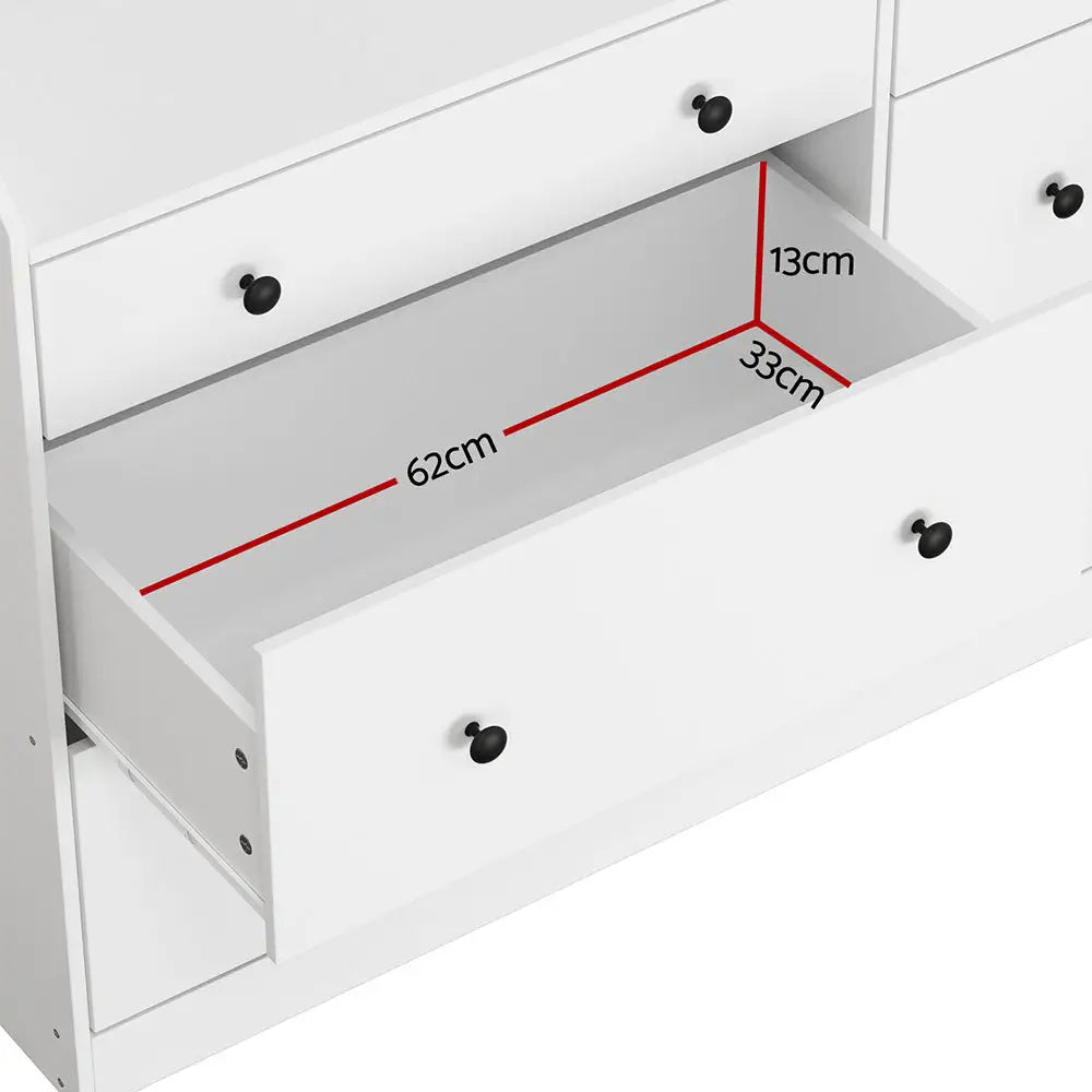 Artiss 6 Chest of Drawers - PETE White - Furniture > Bedroom