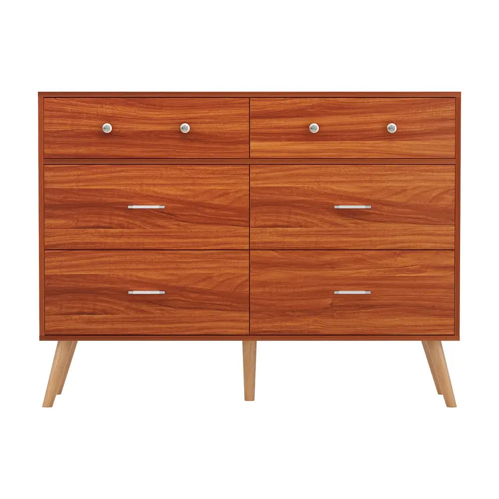 Artiss 6 Chest of Drawers Storage Cabinet Walnut - Furniture > Bedroom > Dressers
