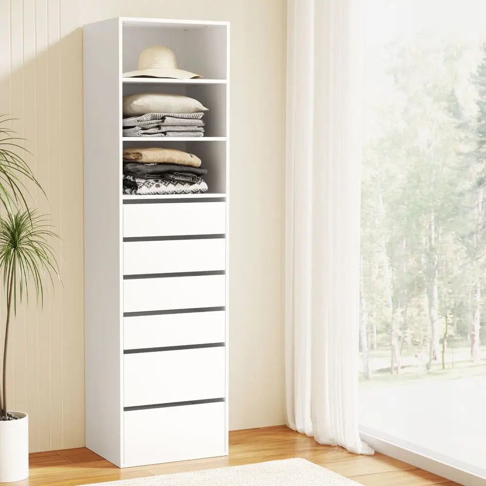 Artiss 6 Chest of Drawers Tallboy Cabinet White - Furniture > Bedroom > Dressers