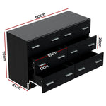 Artiss 6 Chest of Drawers - VEDA Black - Furniture > Bedroom > Dressers