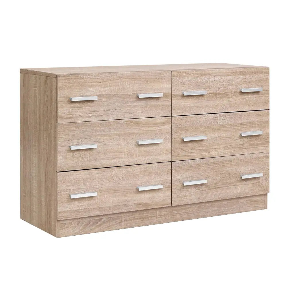 Artiss 6 Chest of Drawers - VEDA Oak - Furniture > Living Room