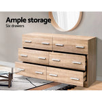 Artiss 6 Chest of Drawers - VEDA Oak - Furniture > Living Room