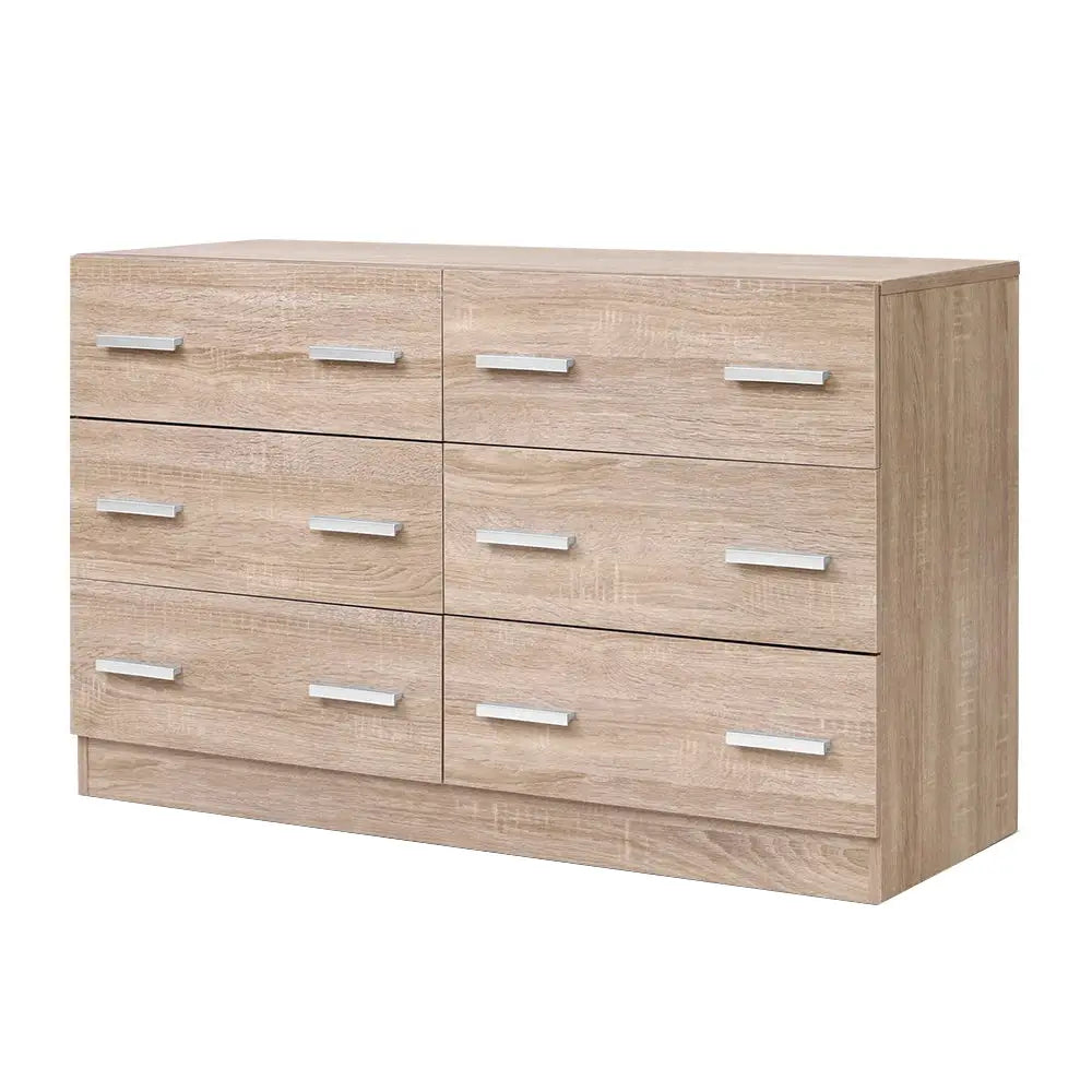 Artiss 6 Chest of Drawers - VEDA Oak - Furniture > Living Room