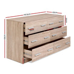 Artiss 6 Chest of Drawers - VEDA Oak - Furniture > Living Room