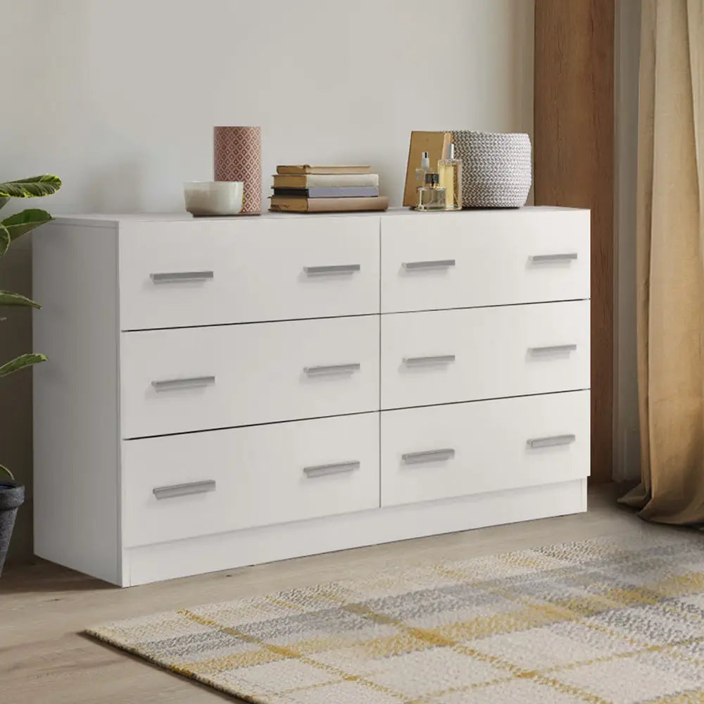 Artiss 6 Chest of Drawers - VEDA White - Furniture > Living Room