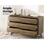 Artiss 6 Chest of Drawers - XAVI Walnut - Home & Garden > Storage > Clothing & Wardrobe Storage