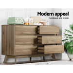 Artiss 6 Chest of Drawers - XAVI Walnut - Home & Garden > Storage > Clothing & Wardrobe Storage