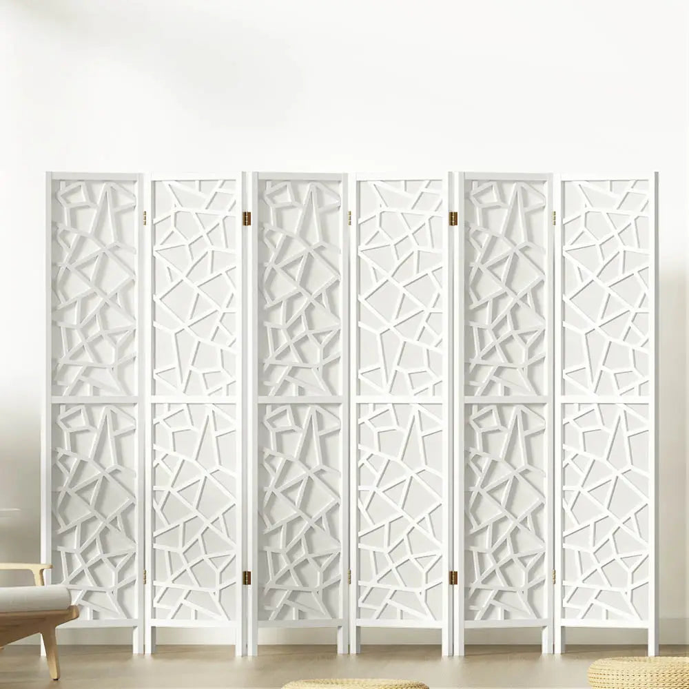 Artiss 6 Panel Room Divider Screen 244x170cm Clover White - Furniture > Living Room