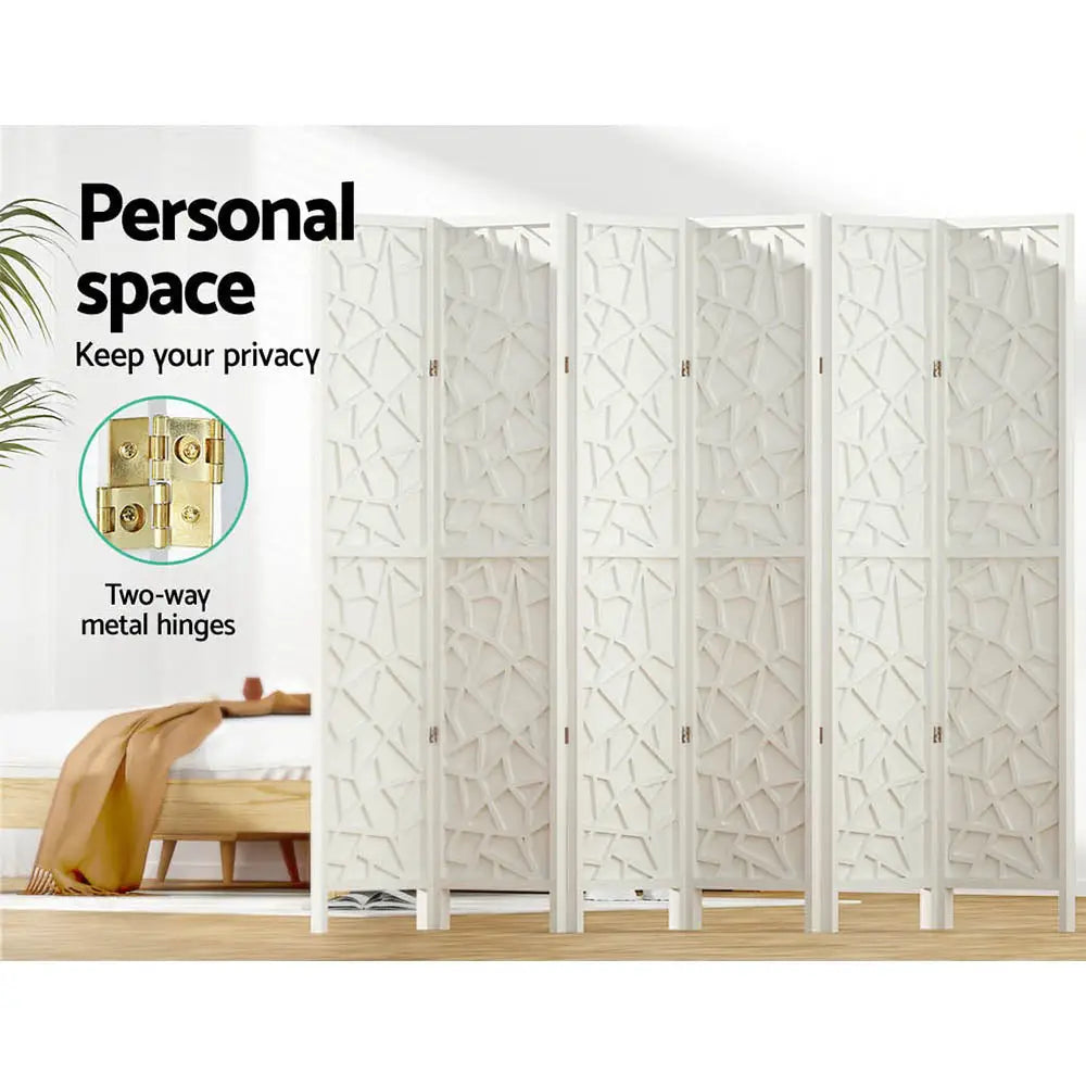 Artiss 6 Panel Room Divider Screen 244x170cm Clover White - Furniture > Living Room