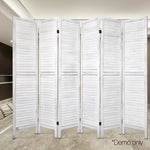 Artiss 6 Panel Room Divider Screen 245x170cm Louver White - Furniture > Living Room