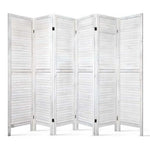 Artiss 6 Panel Room Divider Screen 245x170cm Louver White - Furniture > Living Room