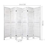 Artiss 6 Panel Room Divider Screen 245x170cm Louver White - Furniture > Living Room