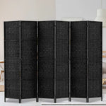 Artiss 6 Panel Room Divider Screen 245x170cm Woven Black - Furniture > Living Room