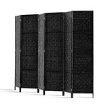 Artiss 6 Panel Room Divider Screen 245x170cm Woven Black - Furniture > Living Room