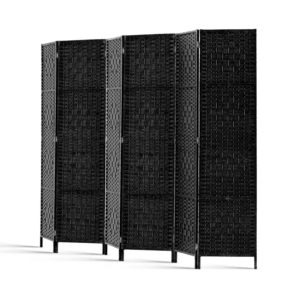 Artiss 6 Panel Room Divider Screen 245x170cm Woven Black - Furniture > Living Room