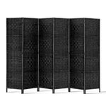 Artiss 6 Panel Room Divider Screen 245x170cm Woven Black - Furniture > Living Room