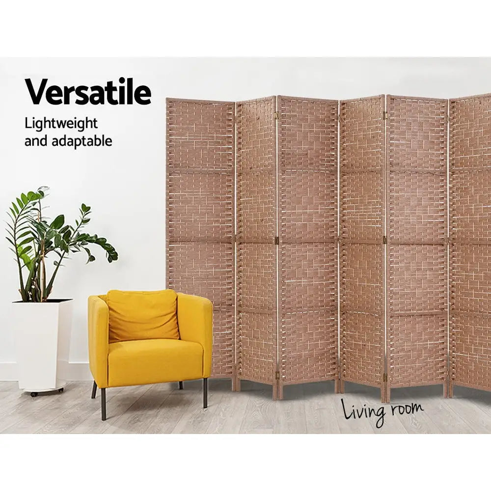 Artiss 6 Panel Room Divider Screen 245x170cm Woven Natural - Furniture > Living Room