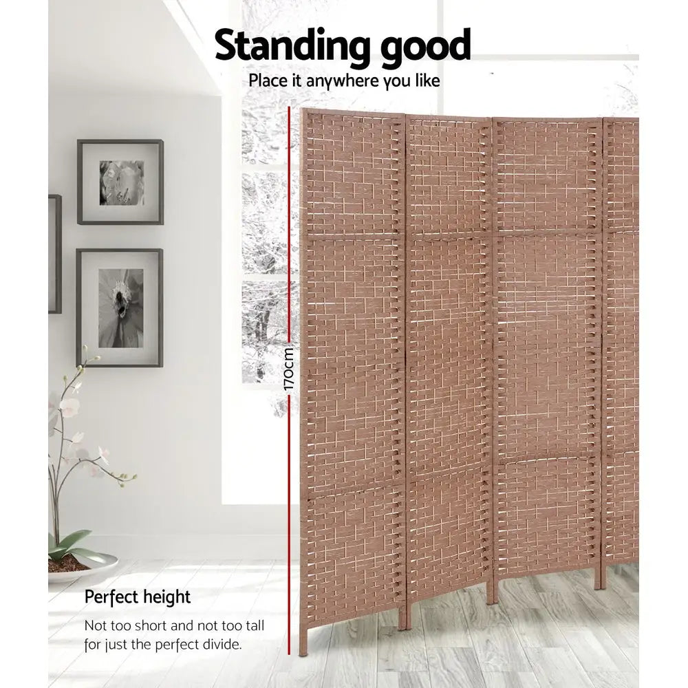 Artiss 6 Panel Room Divider Screen 245x170cm Woven Natural - Furniture > Living Room