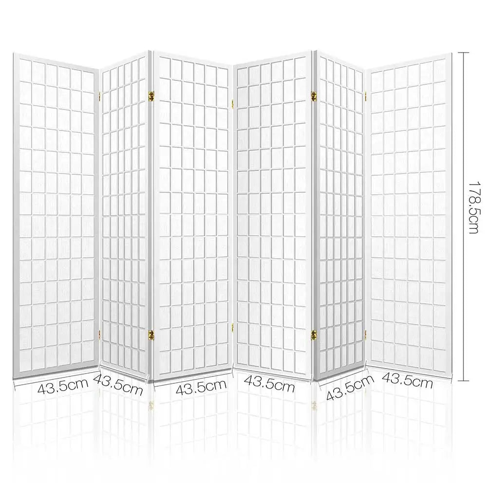 Artiss 6 Panel Room Divider Screen 261x179cm White - Furniture > Living Room