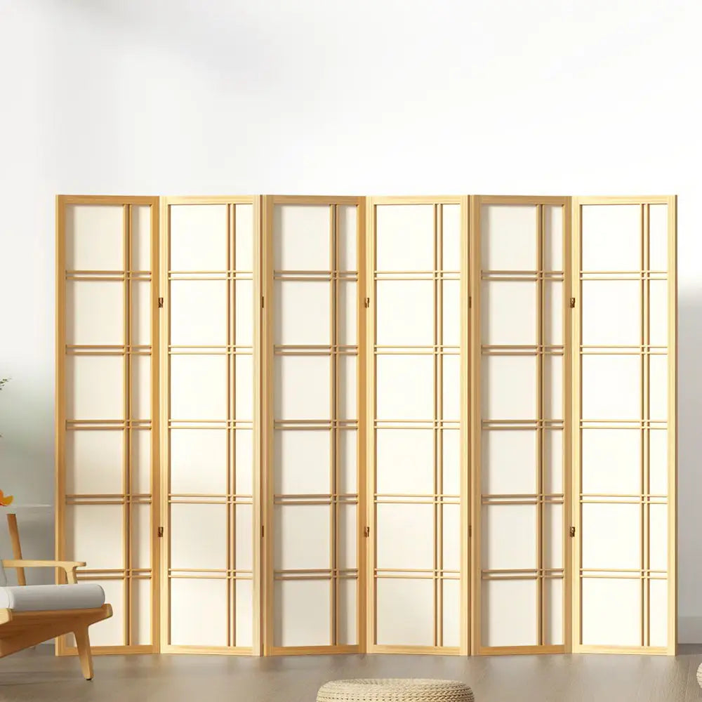 Artiss 6 Panel Room Divider Screen 265x179cm Nova Natural - Furniture > Living Room