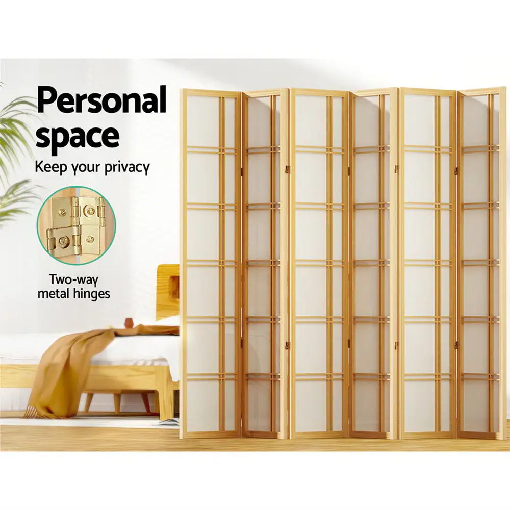 Artiss 6 Panel Room Divider Screen 265x179cm Nova Natural - Furniture > Living Room
