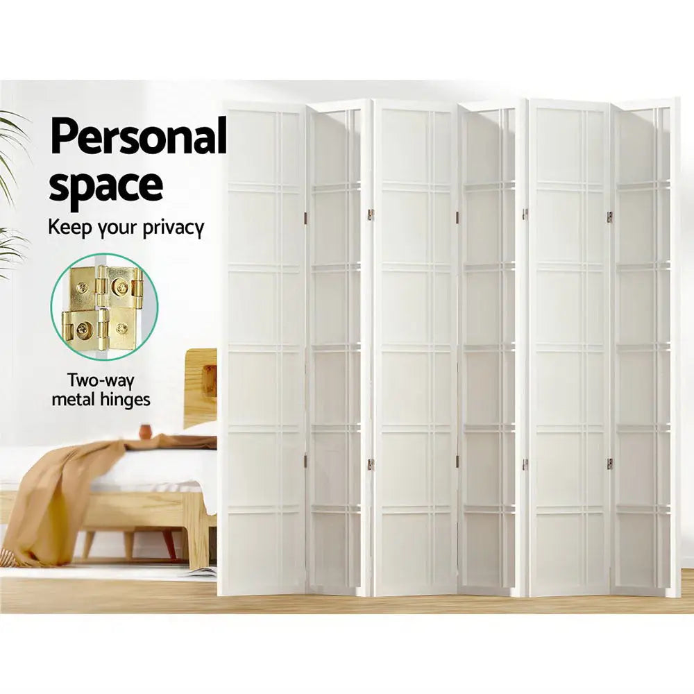 Artiss 6 Panel Room Divider Screen 265x179cm Nova White - Furniture > Living Room