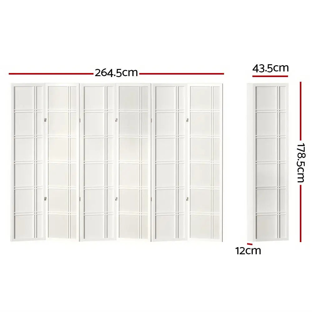 Artiss 6 Panel Room Divider Screen 265x179cm Nova White - Furniture > Living Room