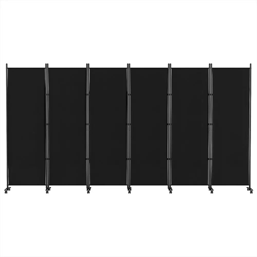 Artiss 6 Panel Room Divider Screen 323cm Wheel Fabric Black - Furniture > Bedroom > Room Dividers