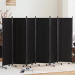 Artiss 6 Panel Room Divider Screen 323cm Wheel Fabric Black - Furniture > Bedroom > Room Dividers
