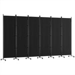 Artiss 6 Panel Room Divider Screen 323cm Wheel Fabric Black - Furniture > Bedroom > Room Dividers