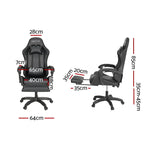 Artiss 6 Point Massage Gaming Office Chair 7 LED Footrest Black - Furniture > Office