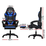 Artiss 6 Point Massage Gaming Office Chair 7 LED Footrest Blue - Furniture > Bar Stools & Chairs