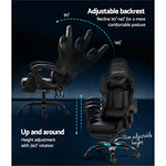 Artiss 6 Point Massage Gaming Office Chair Footrest Black - Furniture > Office
