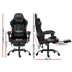 Artiss 6 Point Massage Gaming Office Chair Footrest Black - Furniture > Office