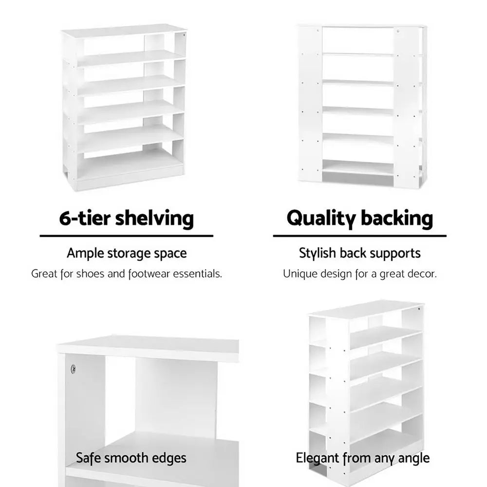 Artiss 6-Tier Shoe Rack Cabinet - White - Furniture > Living Room