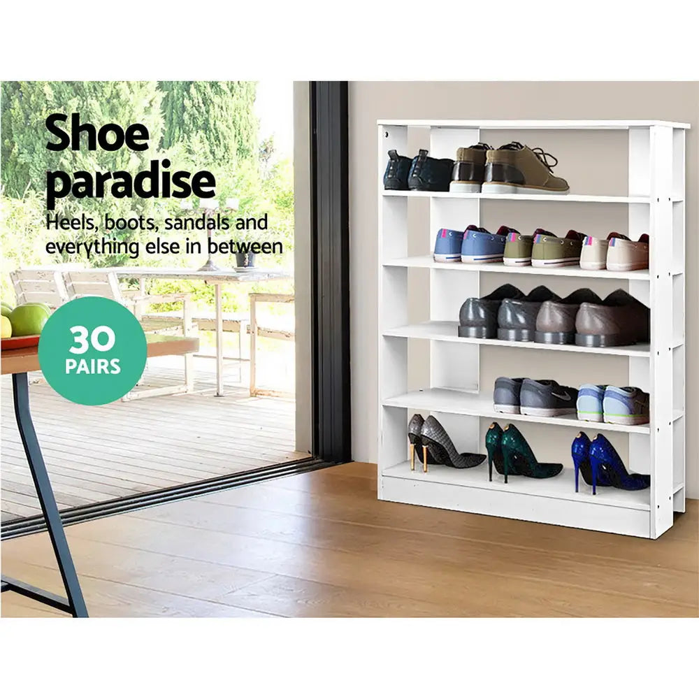 Artiss 6-Tier Shoe Rack Cabinet - White - Furniture > Living Room