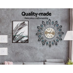 Artiss 60cm Wall Clock Large 3D Peacock Crystal Silver - Home & Garden > Decor > Clocks