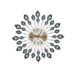 Artiss 60cm Wall Clock Large 3D Peacock Crystal Silver - Home & Garden > Decor > Clocks