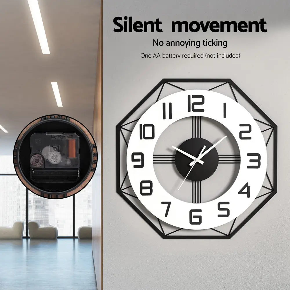 Artiss 60CM Wall Clock Octagon - Home & Garden > Decor > Clocks