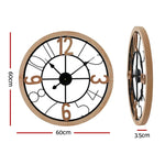 Artiss 60CM Wall Clock Wooden - Home & Garden > Decor > Clocks