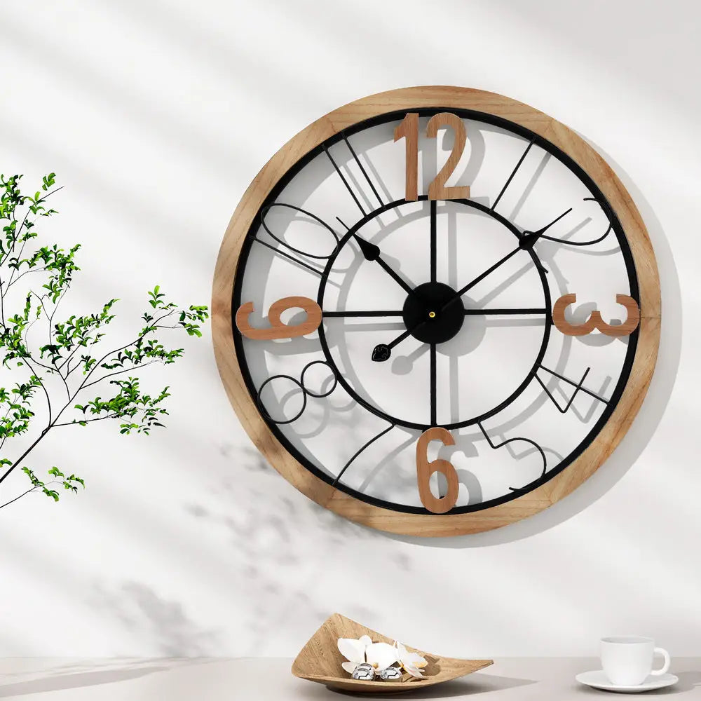 Artiss 60CM Wall Clock Wooden - Home & Garden > Decor > Clocks