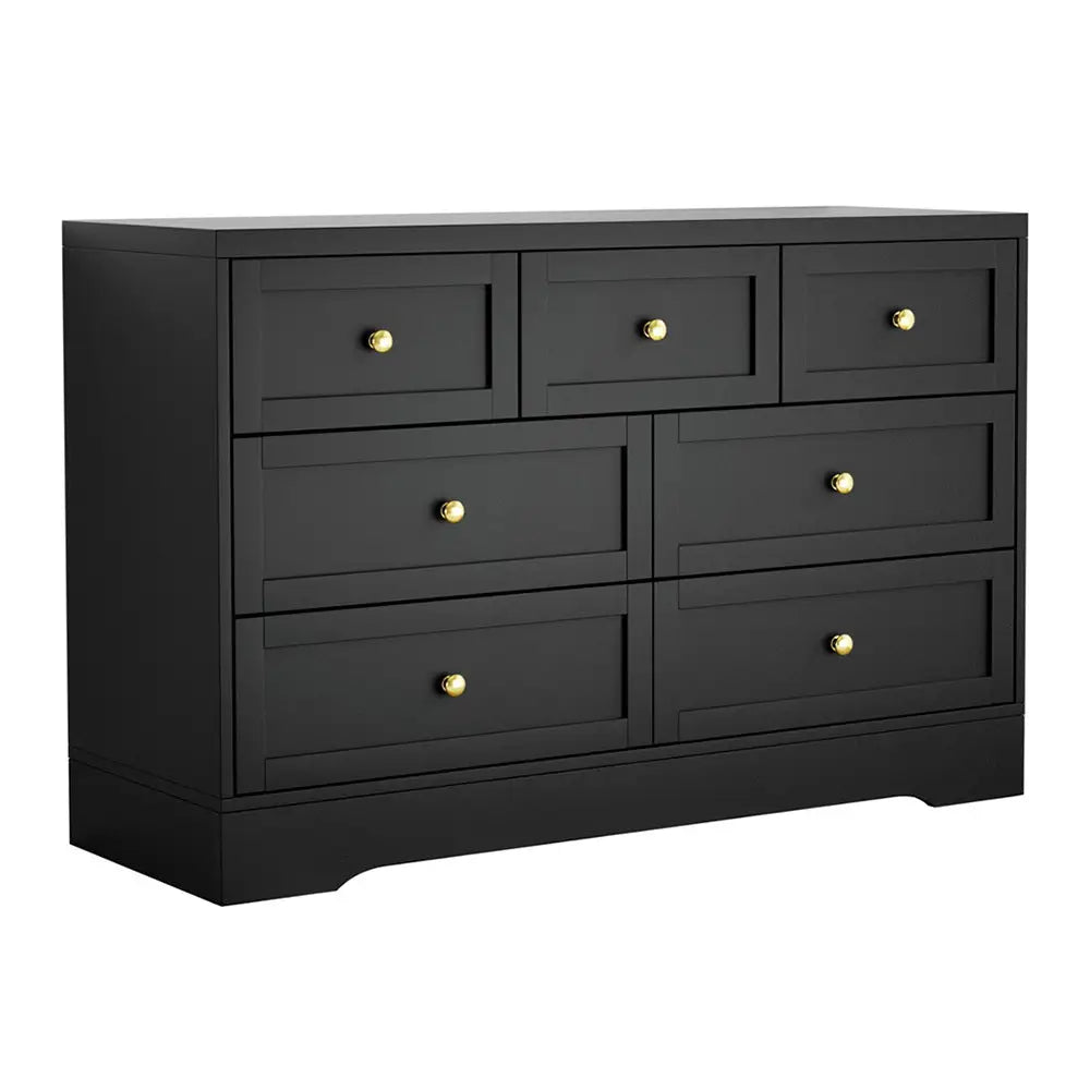 Artiss 7 Chest of Drawers Dresser Table Black - Furniture > Bedroom > Dressers