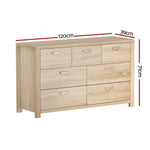 Artiss 7 Chest of Drawers - MAXI Pine - Furniture > Bedroom > Dressers