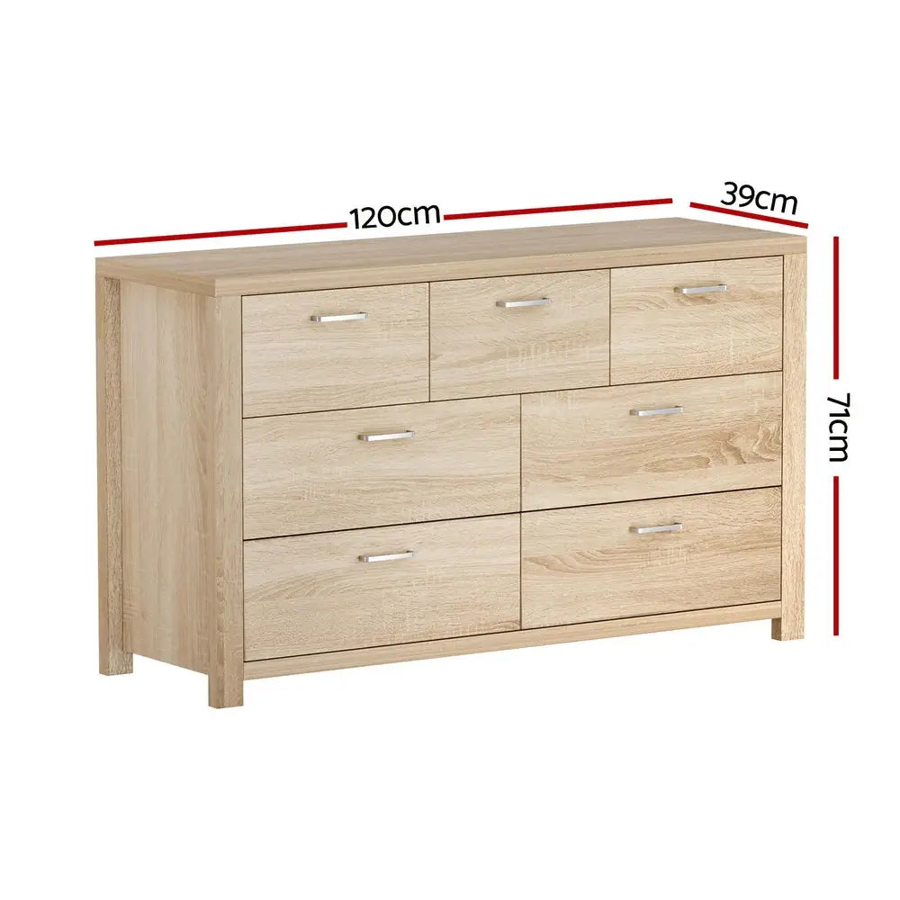 Artiss 7 Chest of Drawers - MAXI Pine - Furniture > Bedroom > Dressers