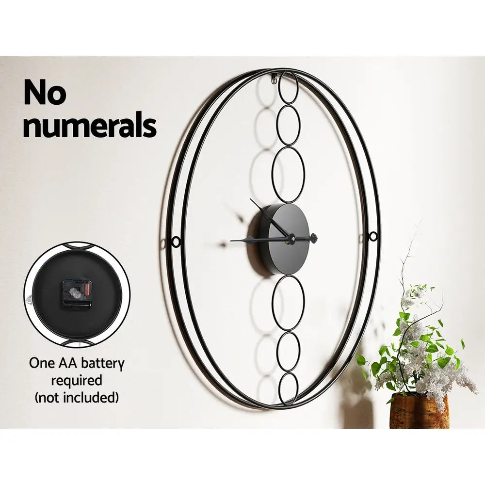 Artiss 75cm Wall Clock Large No Numeral Round Black - Home & Garden > Decor