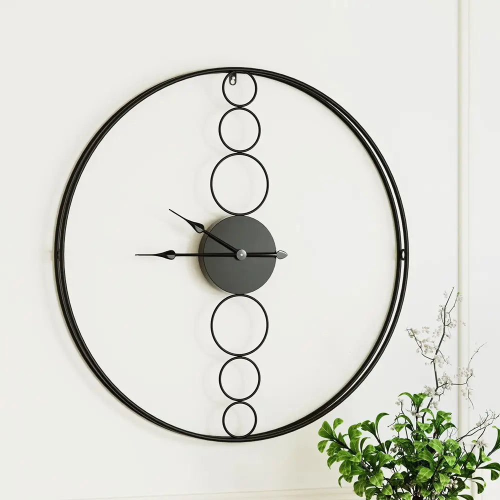 Artiss 75cm Wall Clock Large No Numeral Round Black - Home & Garden > Decor