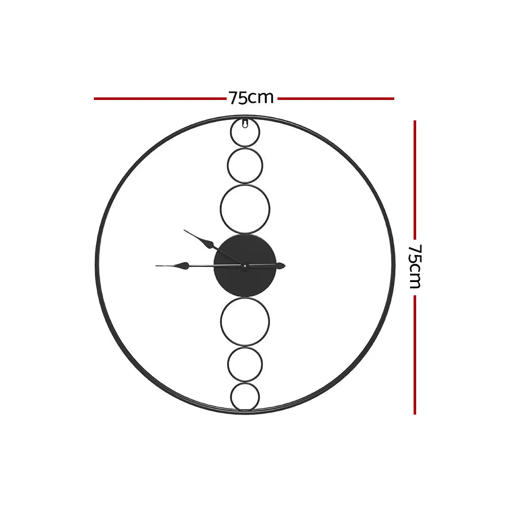 Artiss 75cm Wall Clock Large No Numeral Round Black - Home & Garden > Decor