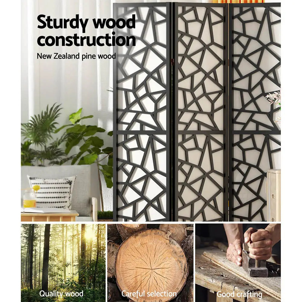 Artiss 8 Panel Room Divider Screen 325x170cm Clover Black - Furniture > Living Room