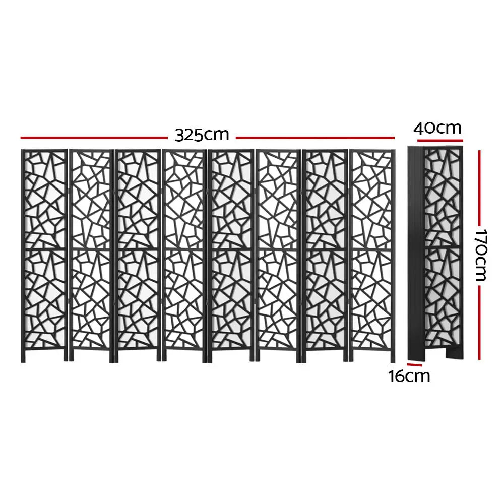 Artiss 8 Panel Room Divider Screen 325x170cm Clover Black - Furniture > Living Room